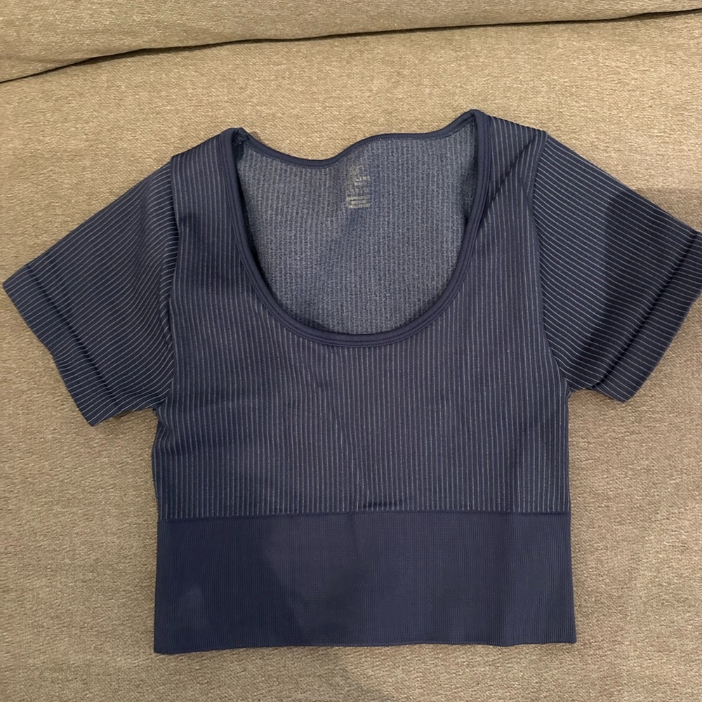 Offline by Aerie Blue Ribbed Crop Top